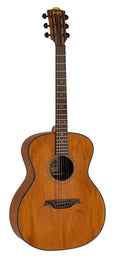 auditorium guitar with solid mahogany top, mahogany back& sides, amara ebony fb, natural