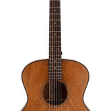 auditorium guitar with solid mahogany top, mahogany back& sides, amara ebony fb, natural