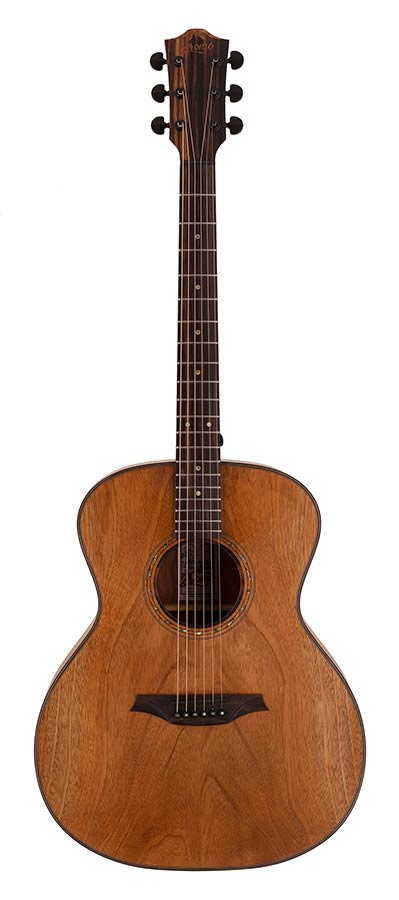 auditorium guitar with solid mahogany top, mahogany back& sides, amara ebony fb, natural