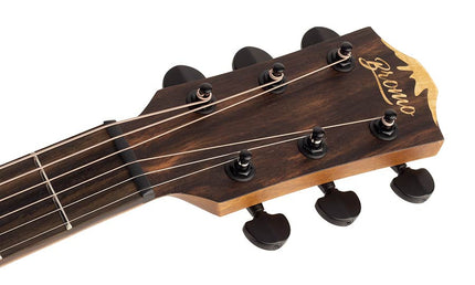 auditorium guitar with solid mahogany top, mahogany back& sides, amara ebony fb, natural