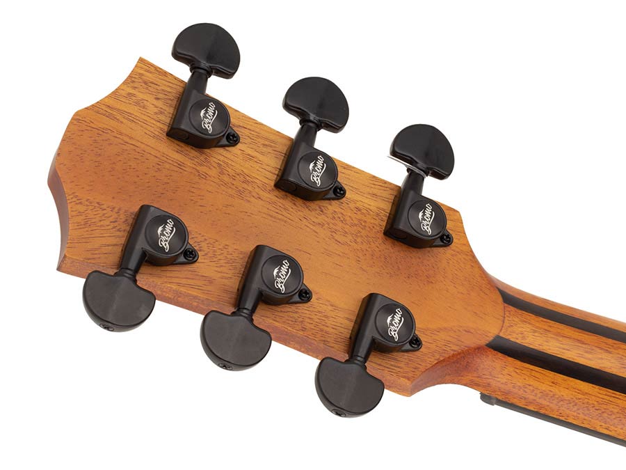 auditorium guitar with solid mahogany top, mahogany back& sides, amara ebony fb, natural