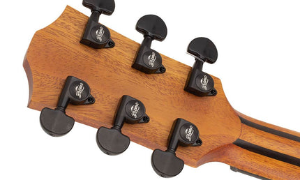 auditorium guitar with solid mahogany top, mahogany back& sides, amara ebony fb, natural