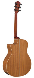 auditorium guitar with solid top, mahogany back & sides, cutaway with EQ, amara ebony fb, natural