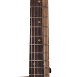 auditorium guitar with solid top, mahogany back & sides, cutaway with EQ, amara ebony fb, natural