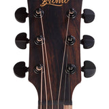 auditorium guitar with solid top, mahogany back & sides, cutaway with EQ, amara ebony fb, natural
