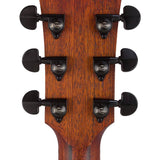 auditorium guitar with solid top, mahogany back & sides, cutaway with EQ, amara ebony fb, natural