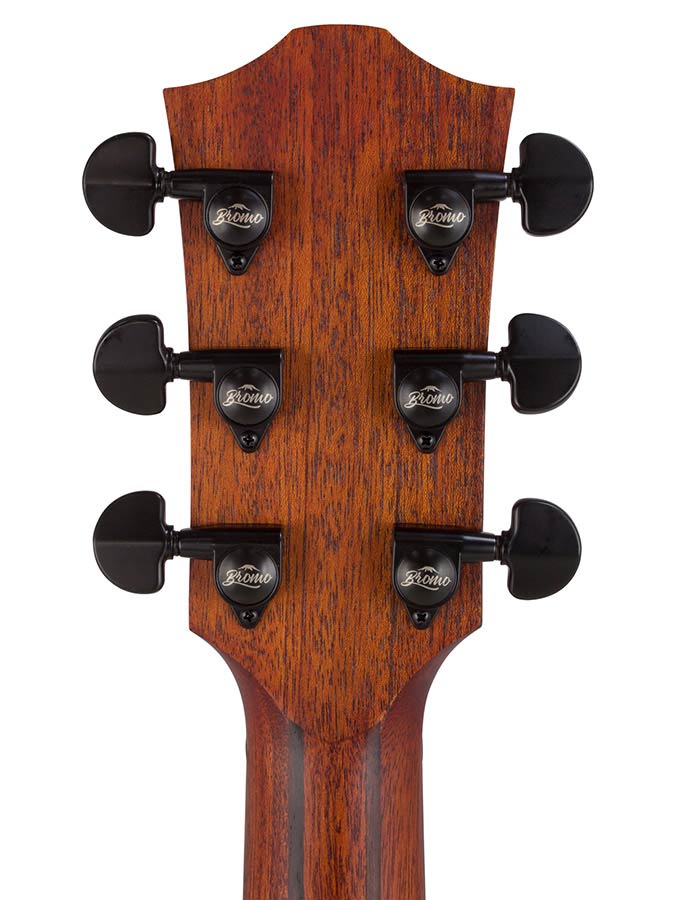 auditorium guitar with solid top, mahogany back & sides, cutaway with EQ, amara ebony fb, natural