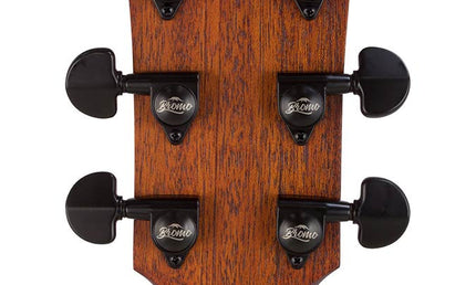 auditorium guitar with solid top, mahogany back & sides, cutaway with EQ, amara ebony fb, natural