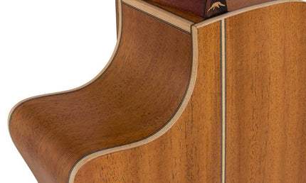 auditorium guitar with solid top, mahogany back & sides, cutaway with EQ, amara ebony fb, natural