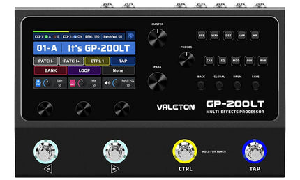 multi-effects processor with IR + amp/cab simulation + effects + looper + audio interface, 9V PSU