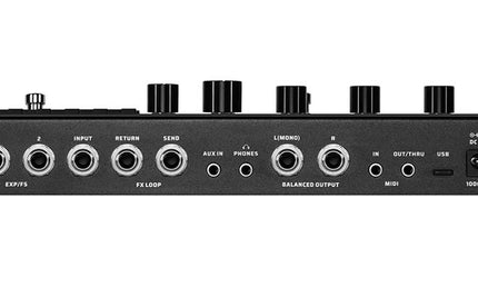 multi-effects processor with IR + amp/cab simulation + effects + looper + audio interface, 9V PSU