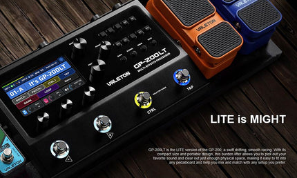 multi-effects processor with IR + amp/cab simulation + effects + looper + audio interface, 9V PSU