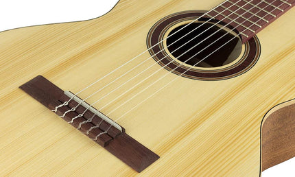 classic guitar solid spruce and sapele, open pore finish