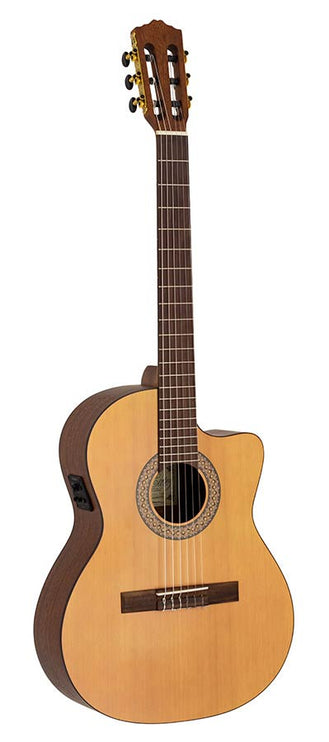 stage guitar solid Canadian cedar top + sapele, open pore finish - cutaway and Fishman Clasica II