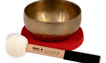 brass singing bowl 12cm, with mallet - felt ring - cotton bag