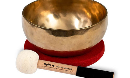 brass singing bowl 19cm, with mallet - felt ring - cotton bag