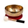 brass singing bowl 19cm, with mallet - felt ring - cotton bag