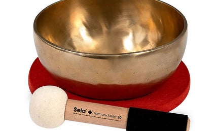 brass singing bowl 22cm, with mallet - felt ring - cotton bag