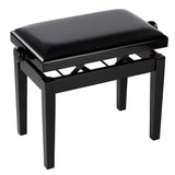 Boston - PB2/2020 - Piano Bench Deluxe - Adjustable Seat, Double-cross Construction, Glossy Black With Black Velvet Sea