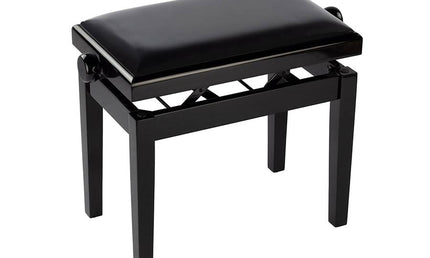 piano bench Deluxe with adjustable seat, glossy black with black velvet seat