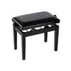 piano bench Deluxe with adjustable seat, glossy black with black velvet seat