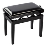 Boston - PB2/2025 - Piano Bench Deluxe - Adjustable Seat, Double-cross Construction, Glossy Black With Black Vinyl Seat