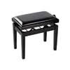 piano bench Deluxe with adjustable seat, glossy black with black vinyl seat