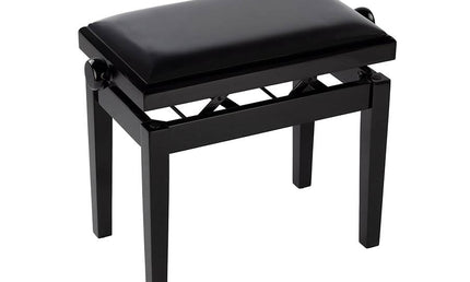 piano bench Deluxe with adjustable seat, satin black with black velvet seat