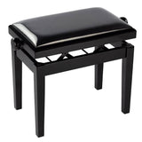 Boston - PB2/2525 - Piano Bench Deluxe - Adjustable Seat, Double-cross Construction, Satin Black With Black Vinyl Seat