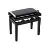 piano bench Deluxe with adjustable seat, satin black with black vinyl seat