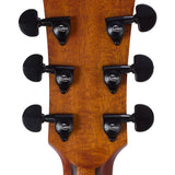 Hillside auditorium guitar with solid spruce top, mahogany b&s, cutaway+EQ, amara ebony fb, natural