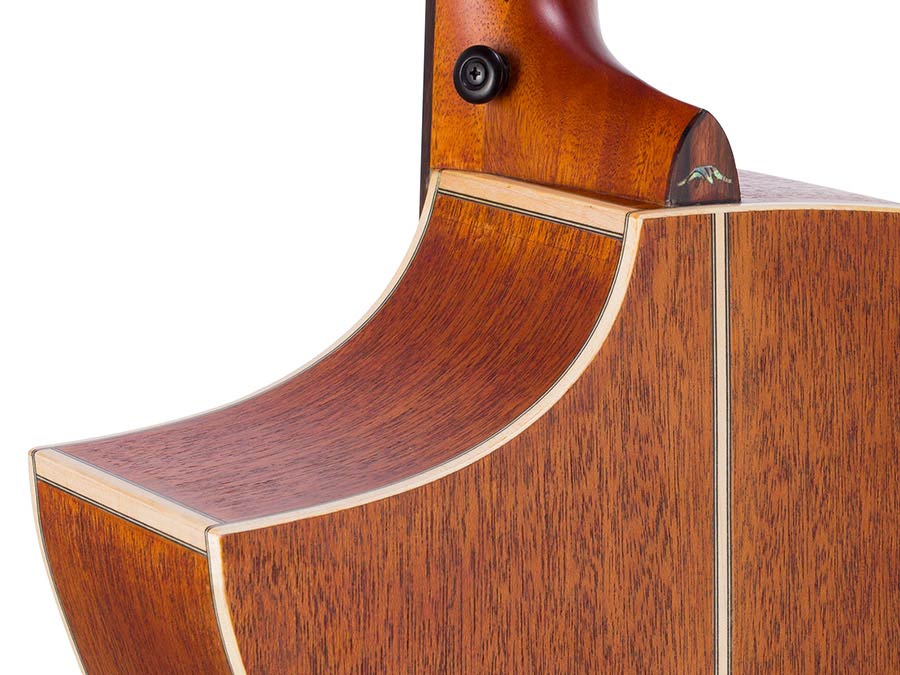 Hillside auditorium guitar with solid spruce top, mahogany b&s, cutaway+EQ, amara ebony fb, natural