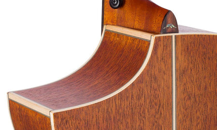 Hillside auditorium guitar with solid spruce top, mahogany b&s, cutaway+EQ, amara ebony fb, natural