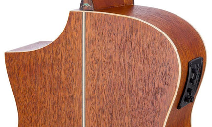 Hillside auditorium guitar with solid spruce top, mahogany b&s, cutaway+EQ, amara ebony fb, natural