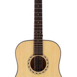 dreadnought guitar, spruce top, mahogany back & sides, amara ebony fb, natural