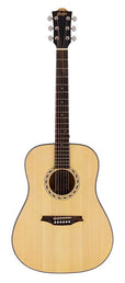 dreadnought guitar, spruce top, mahogany back & sides, amara ebony fb, natural
