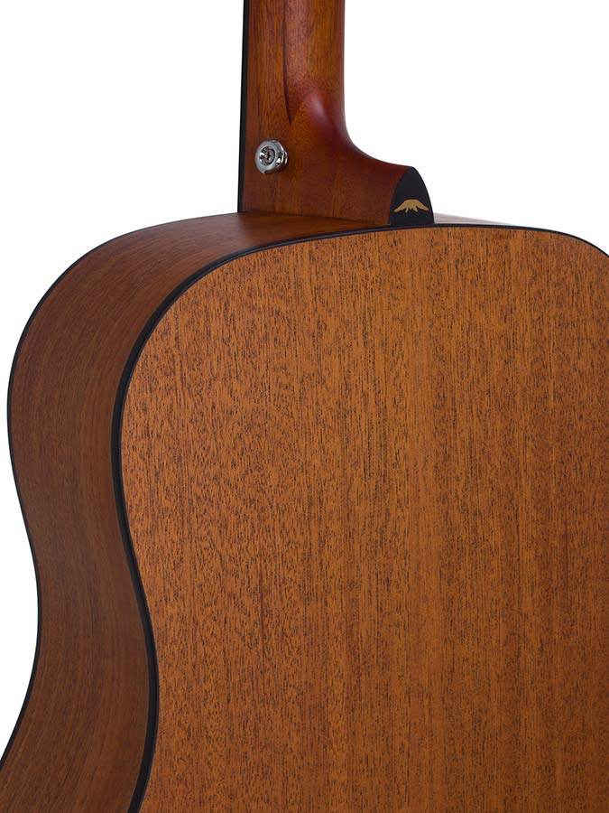 dreadnought guitar, spruce top, mahogany back & sides, amara ebony fb, natural