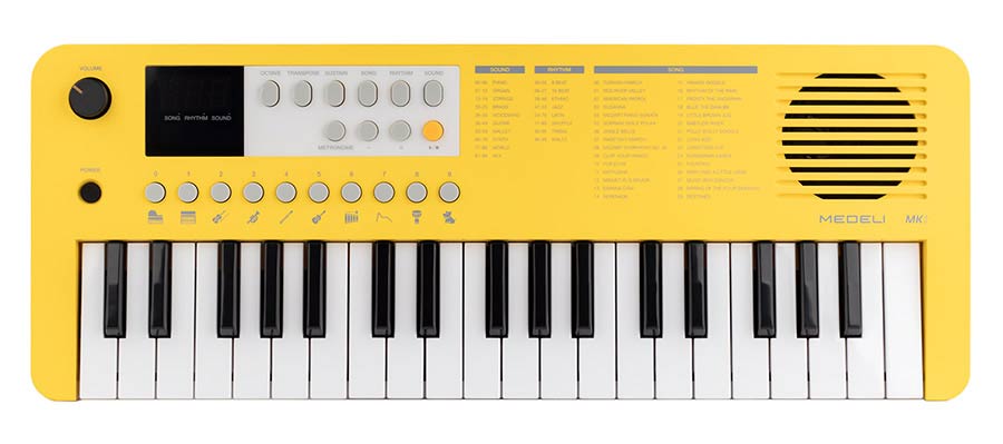 keyboard, 37 mini-size keys, with USB-C cable for charging, 1 x 2 watt - yellow