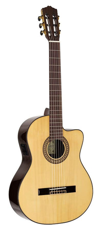 classic guitar, solid spruce top, rosewood b&s, glossy finish - cutaway and Fishman Clásica II