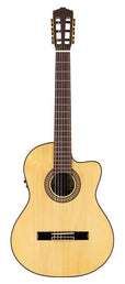 classic guitar, solid spruce top, rosewood b&s, glossy finish - cutaway and Fishman Clásica II