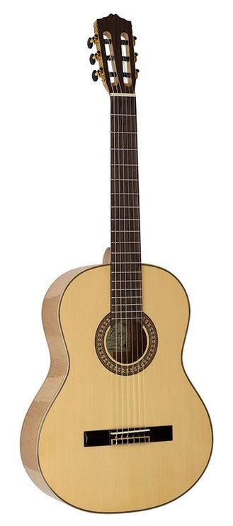 classic guitar, solid spruce top, flamed maple b&s, glossy finish