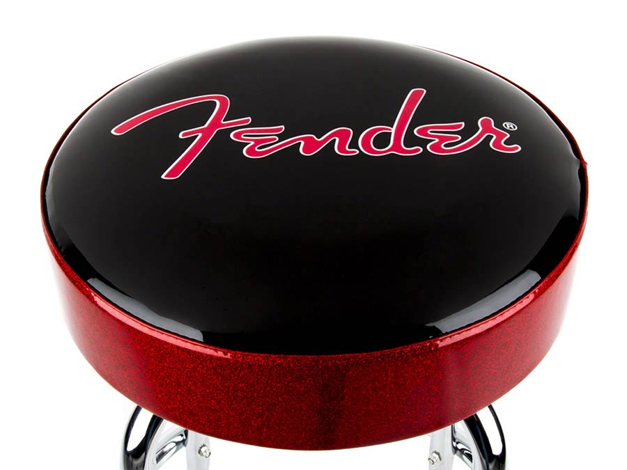 Fender - 9192022004 - Red Sparkle Logo Barstool, Black/Red Sparkle, 24"