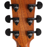 auditorium guitar with solid mahogany top, mahogany b&s, cutaway with EQ, amara ebony fb, natural