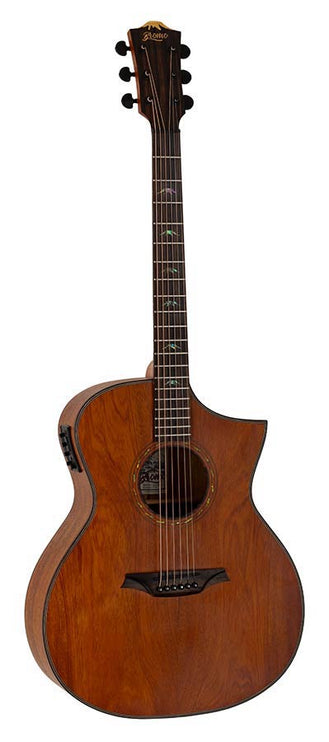 Hillside auditorium guitar, solid mahogany top, mahogany b&s, cutaway +EQ, amara ebony fb, natural