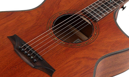 Hillside auditorium guitar, solid mahogany top, mahogany b&s, cutaway +EQ, amara ebony fb, natural