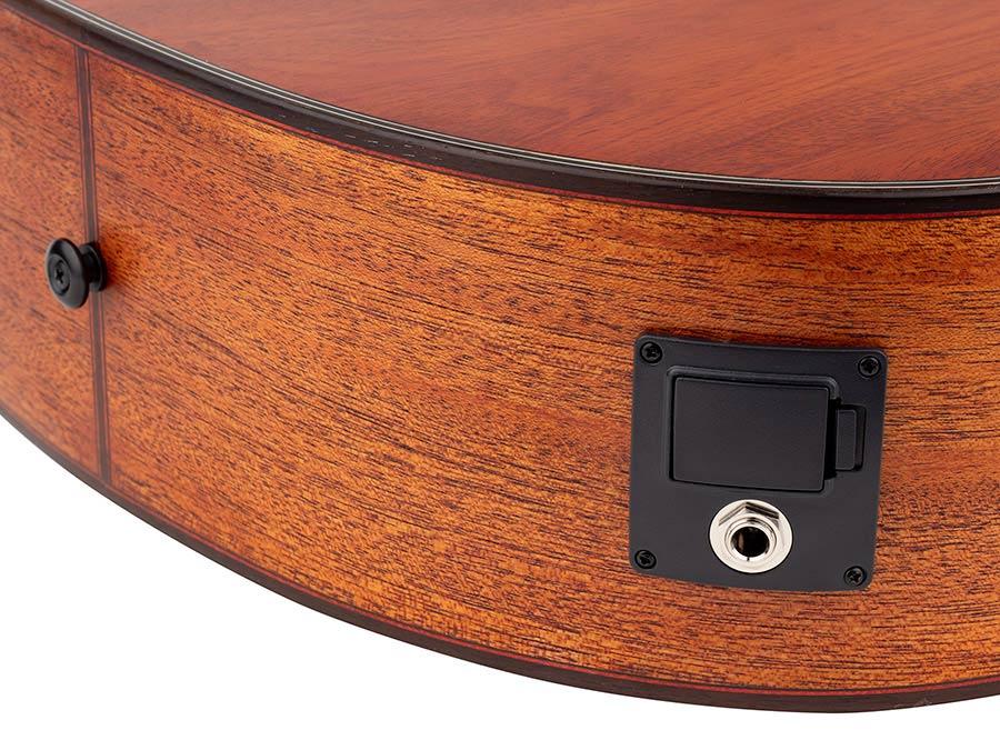 Hillside auditorium guitar, solid mahogany top, mahogany b&s, cutaway +EQ, amara ebony fb, natural