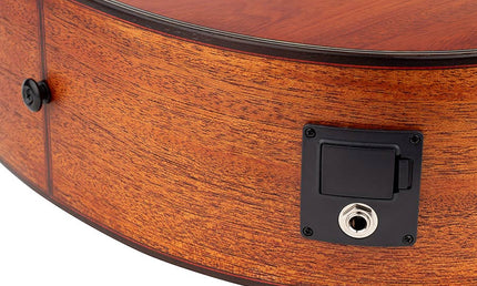 Hillside auditorium guitar, solid mahogany top, mahogany b&s, cutaway +EQ, amara ebony fb, natural