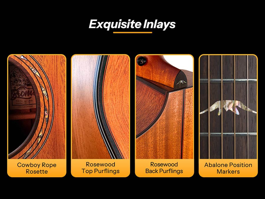 Hillside auditorium guitar, solid mahogany top, mahogany b&s, cutaway +EQ, amara ebony fb, natural