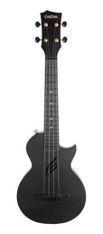 carbon fiber concert ukelele with softcase, strap and 3 picks, black