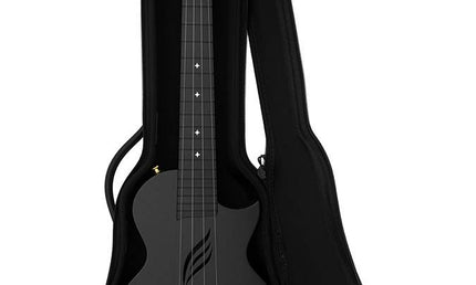 carbon fiber concert ukelele with softcase, strap and 3 picks, black